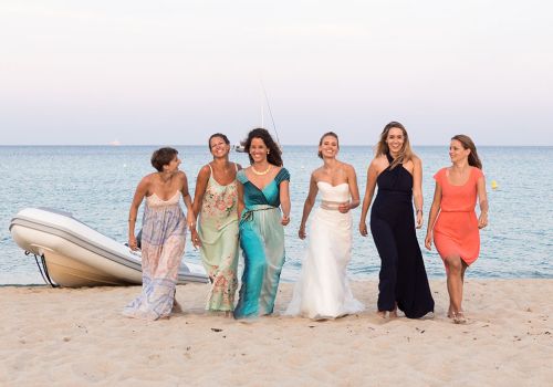 Wedding On The Sandy Beach Arriving By Boat Barefoot